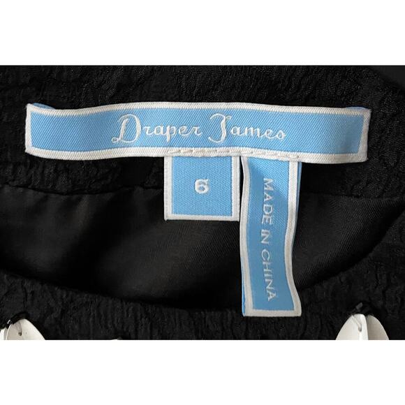 Draper James Women's Black Sheath Textured Dress White Floral Embellishments - Picture 3 of 8